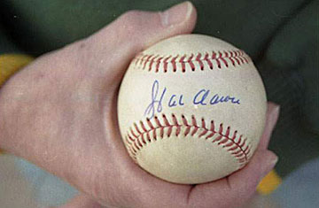 Historic Hank Aaron 755th Home Run Game - Game Used Baseball With MEARS COA