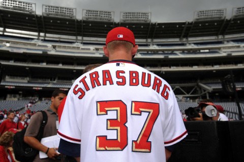 The Washington Nationals hold a news conference to introduce Stephen Strasburg, the top selection in the 2009 First Year Player Draft, at the Nationals Park
