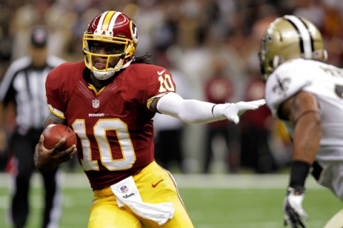 The Washington Redskins play the New Orleans Saints