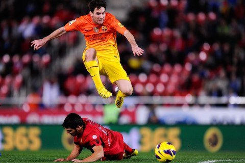 image: image:  Lionel Messi during the La Liga match between RCD Mallorca and FC Barcelona at Iberostar Stadium on Nov. 11, 2012 in Mallorca, Spain.  