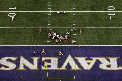 Baltimore Ravens kicker Justin Tucker makes a field goal against the San Francisco 49ers during the second half of the NFL Super Bowl XLVII football game in New Orleans, Feb. 3, 2013. 