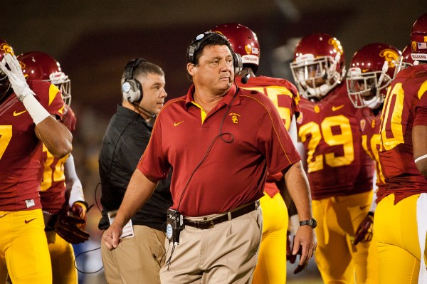 Ed Orgeron spending some time at Notre Dame