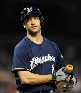 Ryan Braun #8 of the Milwaukee Brewers bats against the Pittsburgh Pirates on May 15, 2013 at PNC Park in Pittsburgh.