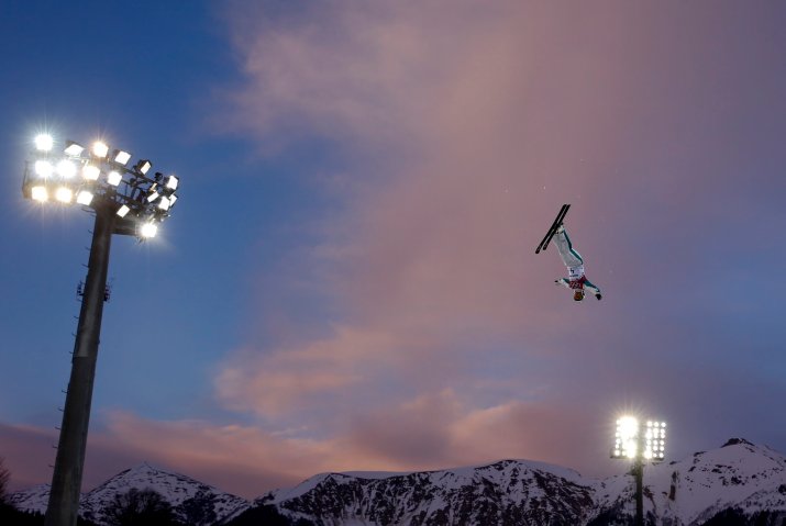 Australia's Lydia Lassila performs a jump during the women's freestyle skiing aerials qualification round.