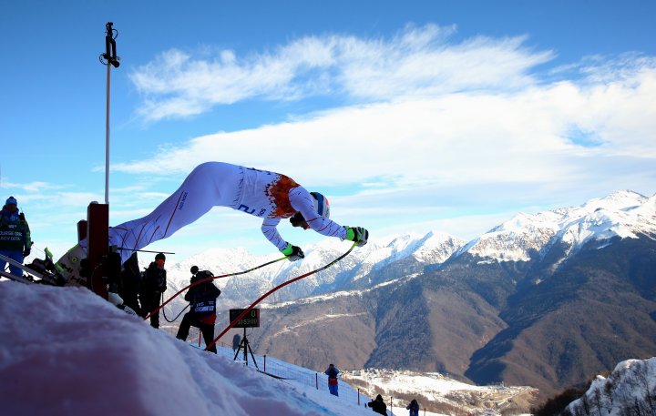 Bode Miller of the United States competes during the Alpine Skiing Men's Super Combined Downhill.